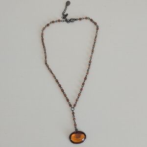 Claire's Amber Oval Pendant Necklace